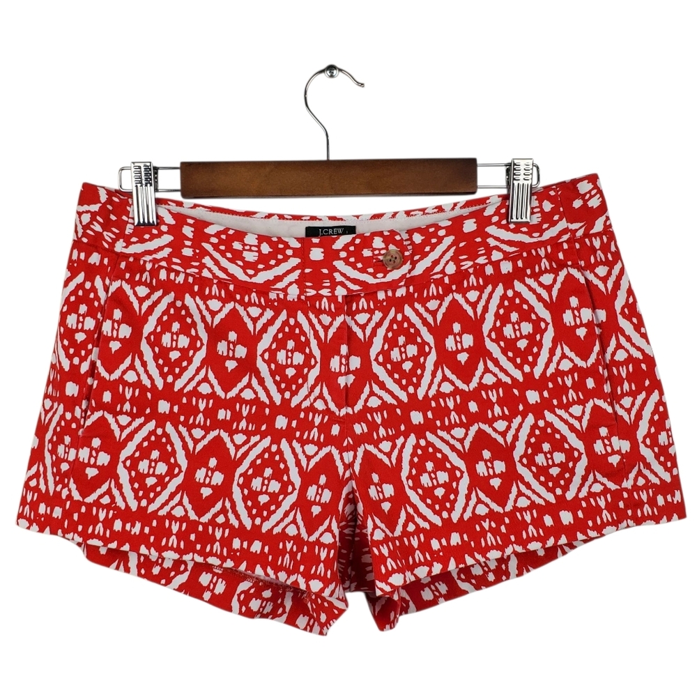 J. CREW FACTORY City Fit Red White Printed City Fit Stretch Shorts Size 6